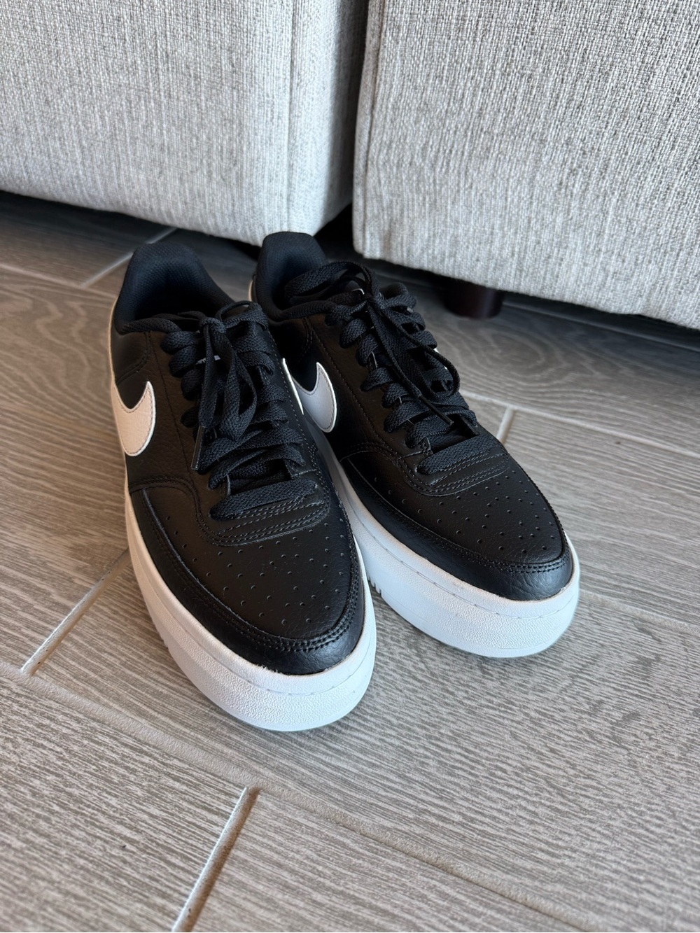 Nike Court Vision Alta Women’s Platform Sneakers Black & White Size 9
